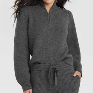 🔖FINAL SALE | Universal Thread Charcoal Grey Quarter Zip Puffy Sleeve Sweater